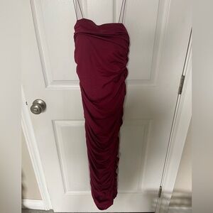 Oh Polly Dark Red / Burgundy Ruched Dress
